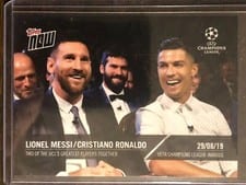 Lionel Messi, Cristiano Ronaldo 2019 Topps Now UEFA Champions League card