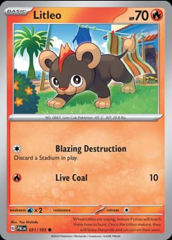 Paldea Evolved Litleo #31 card
