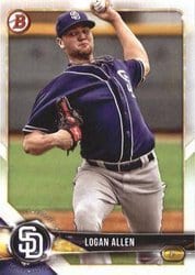 2018 Bowman Prospects Logan Allen #BP99 card
