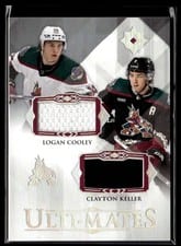 2023-24 Upper Deck Ultimate Collection Ulti-Mates Dual Jersey Logan Cooley/Clayton Keller #UTM-KC card