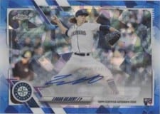 2021 Topps Chrome Update Sapphire Edition Rookie Autographs Logan Gilbert #RA-LG card