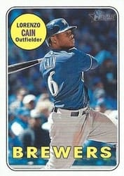 2018 Topps Heritage Base Set Lorenzo Cain #706b card
