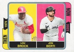 2023 Topps Heritage Then and Now Lou Brock / Jon Berti #TAN-4 card