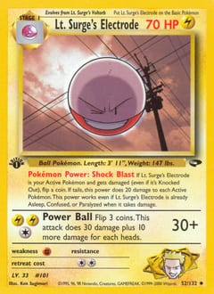 Gym Challenge Lt. Surge's Electrode #52 card