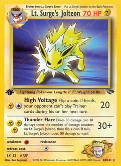 Gym Challenge Lt. Surge's Jolteon #28 card