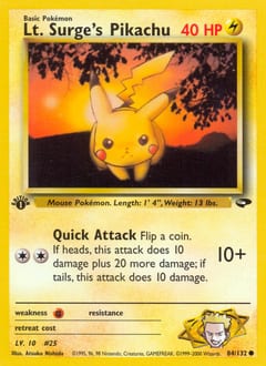 Gym Challenge Lt. Surge's Pikachu #84 card