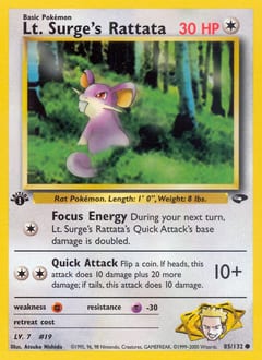 Gym Challenge Lt. Surge's Rattata #85 card