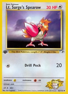 Gym Heroes Lt. Surge's Spearow #52 card