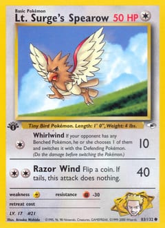 Gym Heroes Lt. Surge's Spearow #83 card