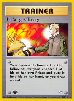Gym Heroes Lt. Surge's Treaty #112 card