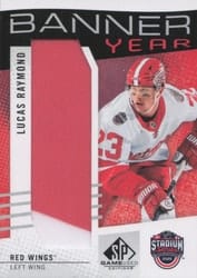 2025-26 SP Game Used 2025 Stadium Series Blue Jackets vs. Red Wings Banner Year Relics Lucas Raymond #BYSS-LR card