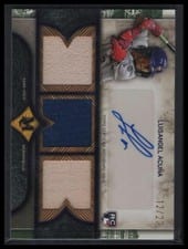 2025 Topps Museum Collection Single Player Signature Swatches Triple Relic Autographs Luisangel Acuña #SPTRA-LA card