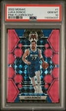 2022 Panini Mosaic Luka Doncic Pink Fluorescent #1 card