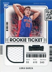 2021-22 Panini Contenders Rookie Ticket Swatches Luka Garza #RTS-LGA card