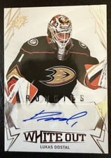 2022-23 SPx White Out Rookie Autos Lukas Dostal #WOR-LD card