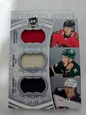 2022-23 Upper Deck The Cup Cup Trios Jersey Lukas Reichel/Matt Boldy/Kent Johnson #C3-BRJ card