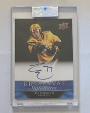 2023-24 Upper Deck Clear Cut Canvas Signatures Luke Evangelista #CS-LE card
