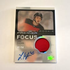 2023-24 Upper Deck Premier Premier Focus Autograph Patch Rookies Luke Hughes #PFR-LH card