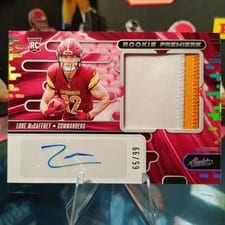 2024 Panini Absolute Rookie Premiere Materials Autographs Luke McCaffrey #RPMA-LMY card