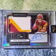 2024 Panini One Precision Rookie Patch Autographs Luke McCaffrey #320 card