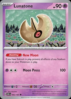 Obsidian Flames Lunatone #92 card