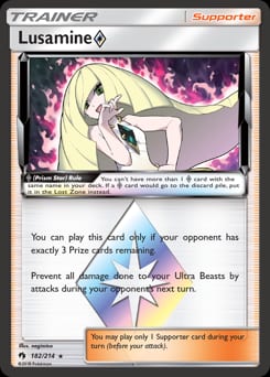 2018 Lost Thunder Lusamine ◇ #182 card