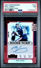 2021 Panini Contenders Mac Jones Autograph Red Zone #109 card