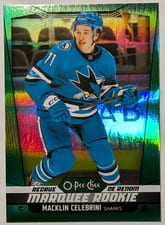 2024 O-Pee-Chee Macklin Celebrini Rainbow Green #545 card