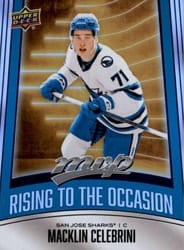 2025-26 Upper Deck MVP Rising to the Occasion Macklin Celebrini #RO-24 card