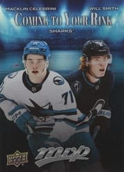 2025-26 Upper Deck MVP Coming to Your Rink Macklin Celebrini/Will Smith #CR-23 card