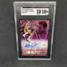 2019 Panini Hoops Premium Stock Hoops Ink Magic Johnson #HI-MJO card