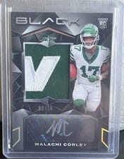 2024 Panini Black Rookie Patch Autographs Malachi Corley #214 card