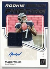 2022 Donruss Rookie Phenom Jersey Autographs Malik Willis #RPA-3 card