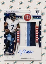 Malik Willis 2022 Panini National Treasures Rookie Patch Autographs Stars and Stripes card