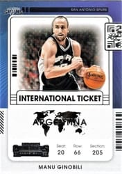 2021-22 Panini Contenders International Ticket Manu Ginobili #26 card