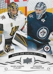 2018-19 Upper Deck Base Set Marc-Andre Fleury/Connor Hellebuyck #199 card