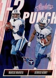 2018 Panini Absolute 1-2 Punch Marcus Mariota / Derrick Henry #OTP-MD card