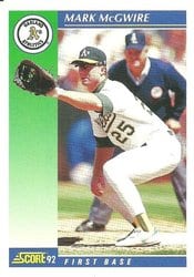 1992 Score Base Set Mark McGwire #20 card