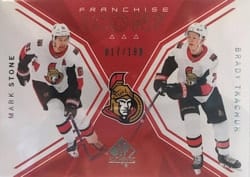 2018-19 SP Authentic Base Set Mark Stone/Brady Tkachuk #136 card