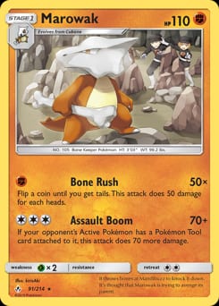 Unbroken Bonds Marowak #91 card