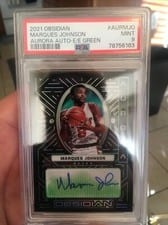 2021-22 Panini Obsidian Aurora Autographs Marques Johnson #AUR-MJO card