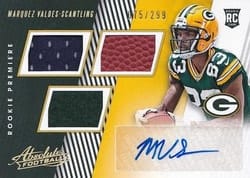 2018 Panini Absolute Base Set Marquez Valdes-Scantling #186 card