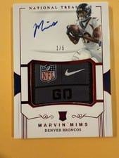 2023 Panini National Treasures Crossover Rookie Patch Autographs Marvin Mims #CRPA-MMI card