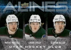 2024-25 Upper Deck A-Lines Matias Maccelli / Logan Cooley / Clayton Keller #AL-2 card