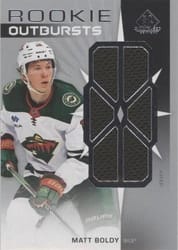 2022-23 SP Game Used Rookie Outbursts Jersey Matt Boldy #RO-MB card
