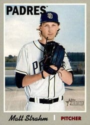 2019 Topps Heritage Base Set Matt Strahm #314 card