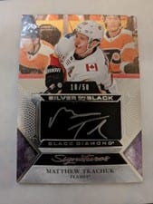 2020-21 Upper Deck Black Diamond Silver on Black Signatures Matthew Tkachuk #SB-MT card