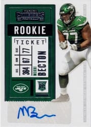 2020 Panini Contenders Base Set Mekhi Becton #158 card