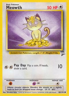 2000 Base Set 2 Meowth #80 card