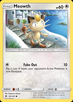 2017 Burning Shadows Meowth #101 card
